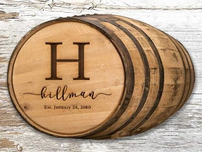 Letters are engraved on wine barrel Letters are engraved on wine barrel